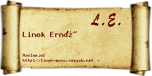 Linek Ernő névjegykártya